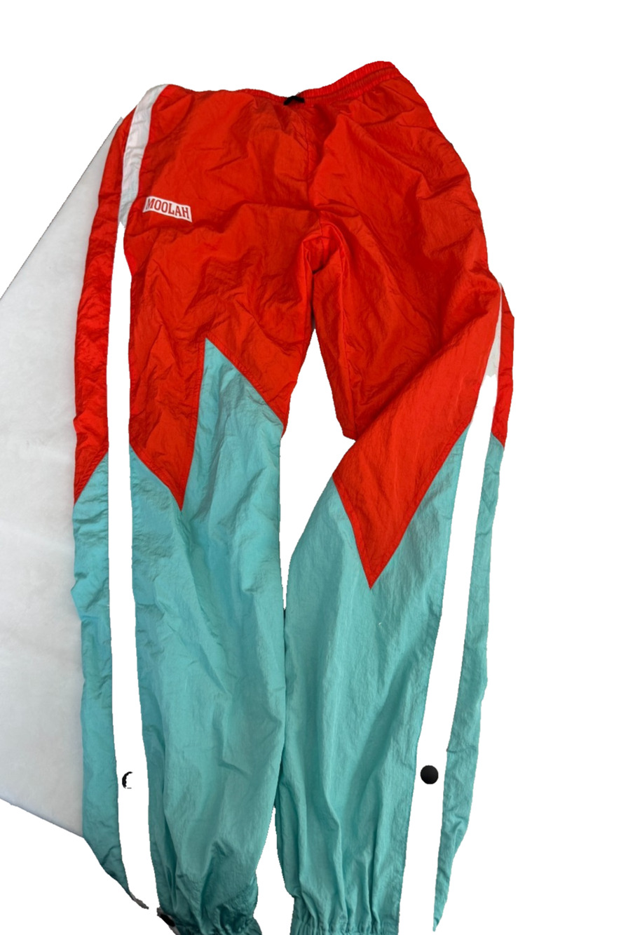 Moolah Women's Warm Up Basketball Track Pants Aqua / Red Size Small NWT